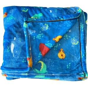 DEEP SEA Creatures Blue Oversized Plush 5x6 ft THROW BLANKET The Big One Kids